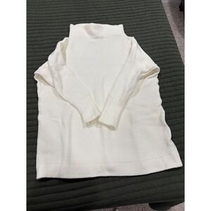 Free People Mock Neck Ribbed Long Sleeve Sweater White Size XS Oversized